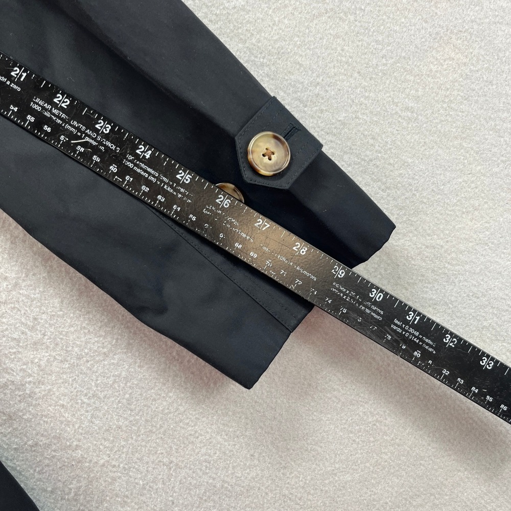 Talbots Trench Coat Womens 12P Black Double Breasted Belted Classic Petite - Picture 9 of 11